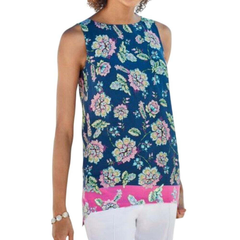 J. Jill Floral Sleeveless Rayon Blouse Size Medium